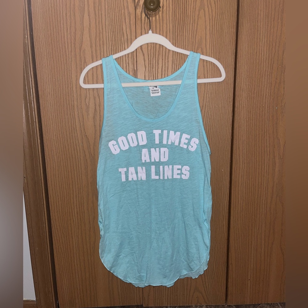 Victorias Secret PINK Muscle Tank~ GOOD TIMES TAN LINES